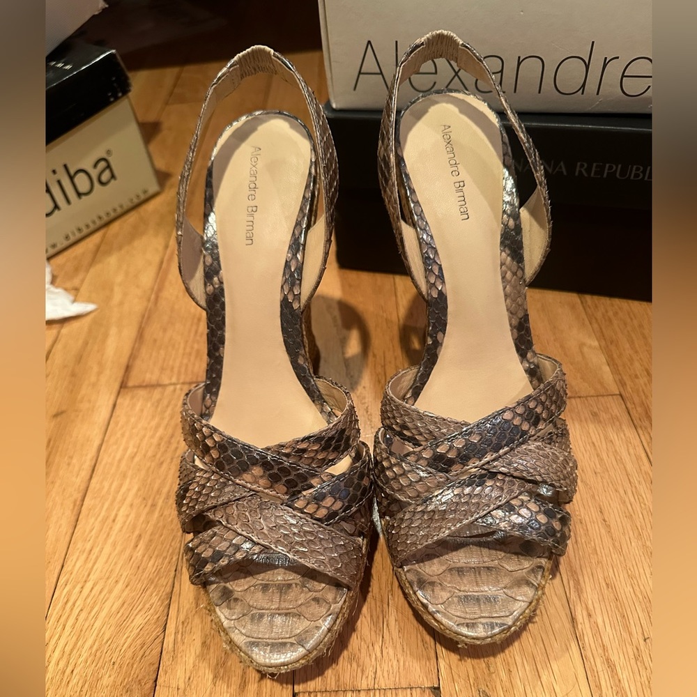 Alexandre Birman Python Wedge Sandals